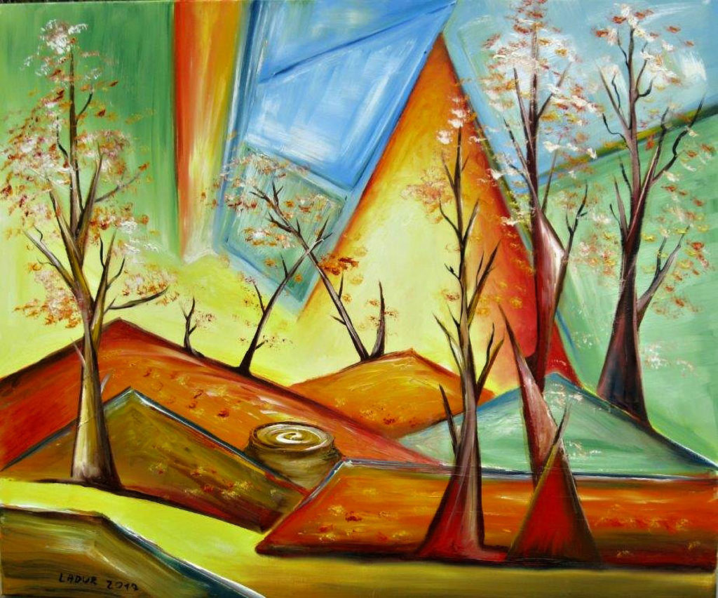 Lesoušek olej plátno 100x120cm 2017