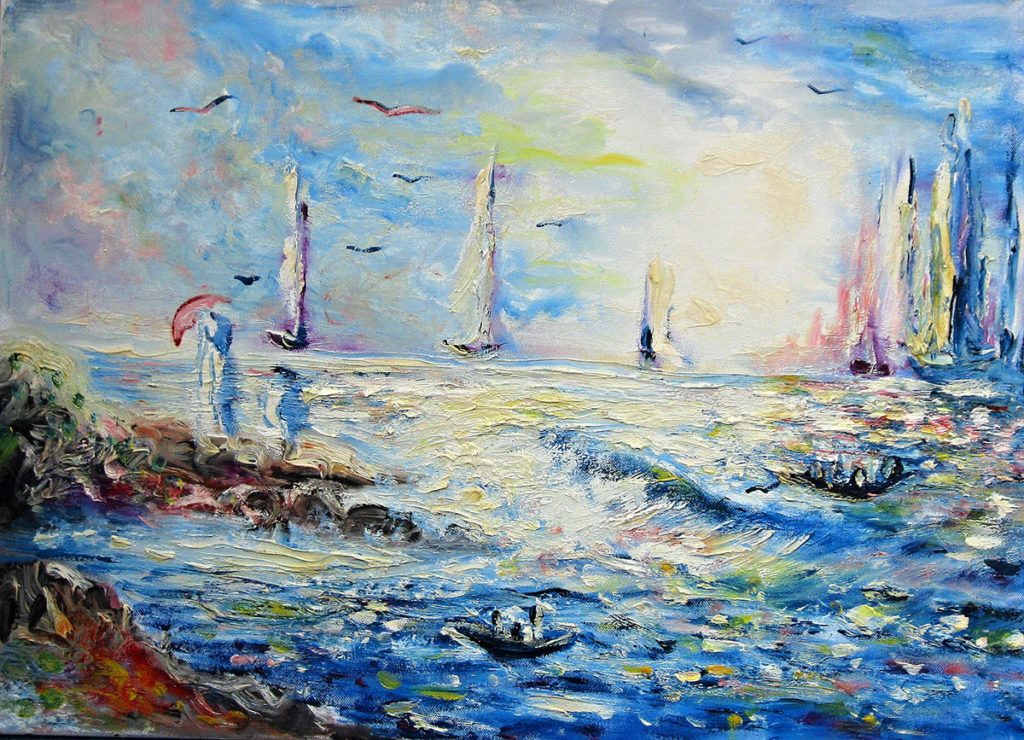 Loďky olej plátno60x80cm 2015