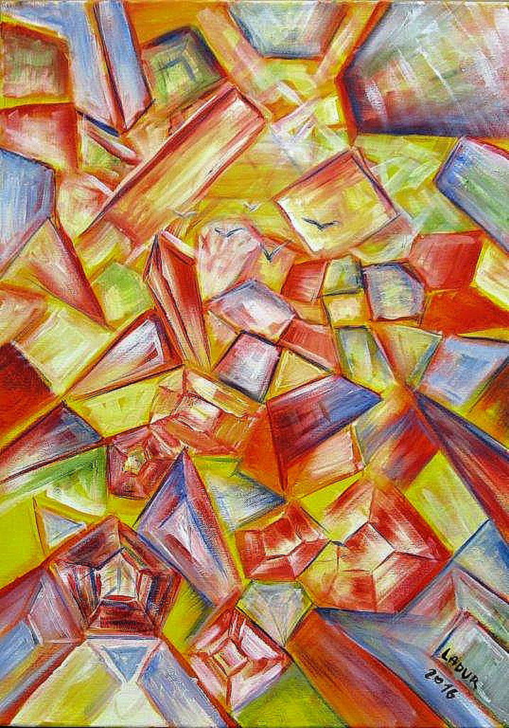 Světelné lomy akryl plátno 50x70cm 2016