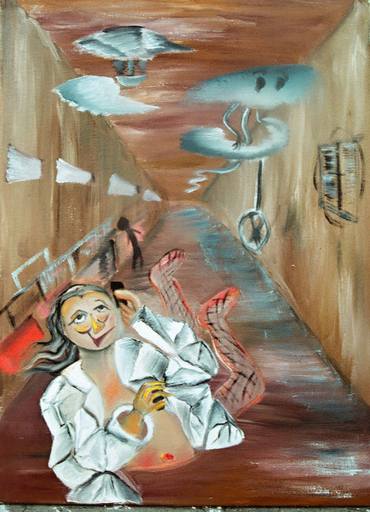 Věčný telefonista olej plátno 60x 80cm 2006